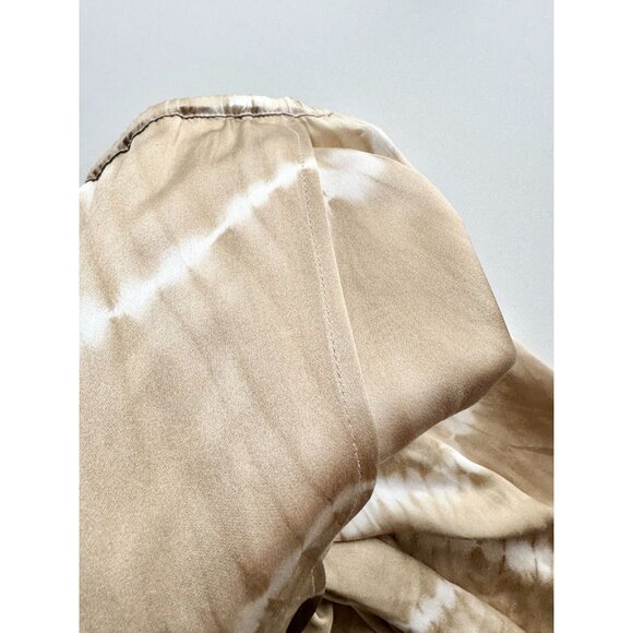 INDAH Tan Beige Tie Dye 100% Silk Satin Wrap Front Maxi Slip Skirt, Size S - Picture 9 of 14